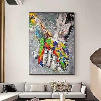 ぼ*ろ様 【原画】手描き/現代アート/キャンバス/絵画/アート/モダン Amazon｜カラフルな抽象的な手を手にキャンバス絵画モダン